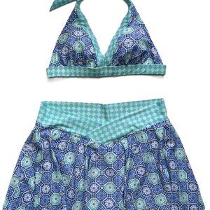 NWT Stella Parker Swimwear Set HALTER BRA AND SKIRTED BOTTOM Size XL